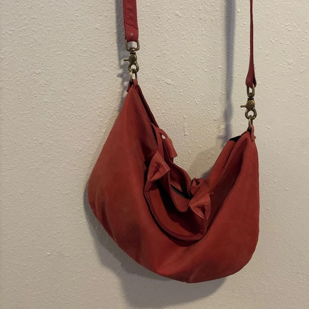 Clare V Red Nubuck Leather Messenger Bag Vintage Clare Vivier - Picture 3 of 8